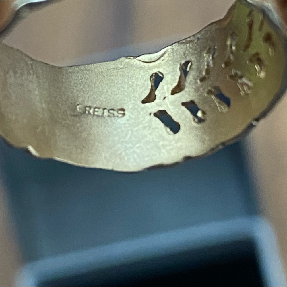 I Reiss  14k gold wide band with diamonds  ring New in box with tags Size 7 - Picture 3 of 5